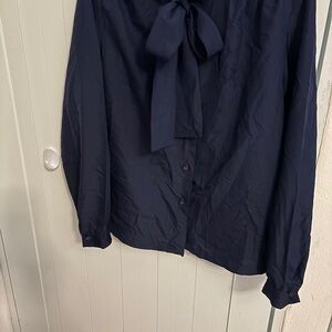 Classic Navy Button-Up Blouse